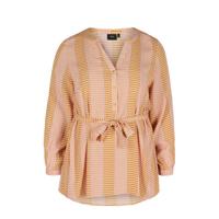 Zizzi top LEXI met all over print okergeel/roze/wit
