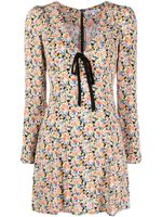 Reformation robe courte Mavis à fleurs - Noir - thumbnail