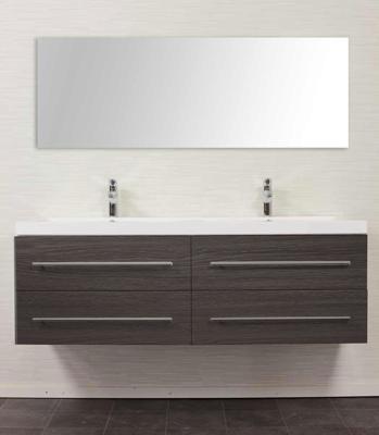 Saniclear Cordelia dubbel wastafelmeubel 144cm antraciet eiken