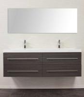 Saniclear Cordelia dubbel wastafelmeubel 144cm antraciet eiken