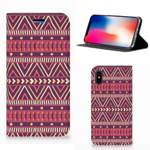 Apple iPhone X | Xs Hoesje met Magneet Aztec Paars