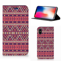 Apple iPhone X | Xs Hoesje met Magneet Aztec Paars - thumbnail