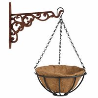 Hanging basket 25 cm met metalen muurhaak en kokos inlegvel - thumbnail