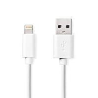 USB-kabel | USB 2.0 | Apple Lightning 8-Pin | USB-A stekker | 480 Mbps | 12 W | vernikkeld | 1,00 m | rond | PVC | wit | plastic zak