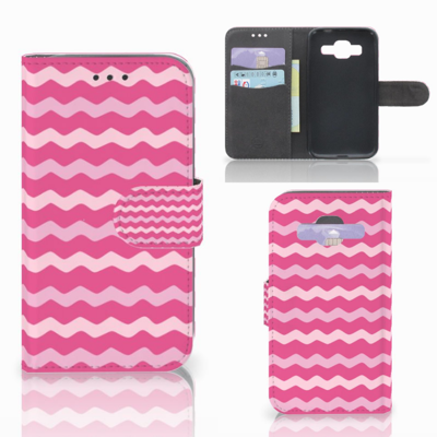 Samsung Galaxy Core Prime Telefoon Hoesje Waves Pink Samsung Galaxy Core Prime Telefoon Hoesje Waves Pink
