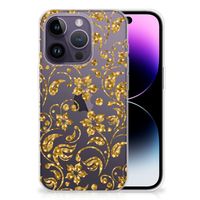 Apple iPhone 14 Pro TPU Case Gouden Bloemen