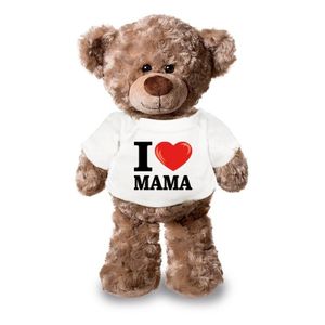 Knuffel teddybeer met I love mama shirt 24 cm