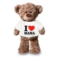 Knuffel teddybeer met I love mama shirt 24 cm - thumbnail