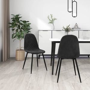 Eetkamerstoelen 2 st fluweel zwart