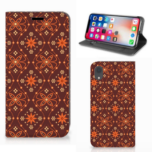 Apple iPhone Xr Hoesje met Magneet Batik Brown