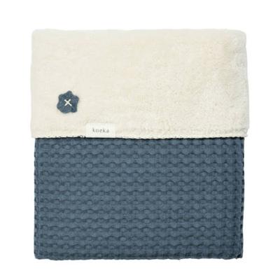 Koeka Oslo baby wiegdeken wafel/teddy 75x100 cm stormy blue