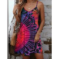 Dames Tie Dye Afdrukken Spaghettibandjes Mini-jurk Tropisch Hawaii Vakantie Mouwloos Zomer Lightinthebox