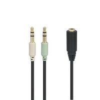 Goobay 48980 audio-adapter - Y-splitter, 3,5 mm jack (4-polig) naar 2 x 3,5 mm jack plug (3-polig), headset en microfoon, zwart, 0,4 m