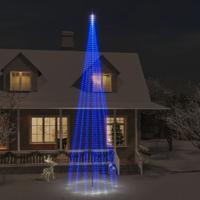 VidaXL Vlaggenmast kerstboom 1134 LED&apos;s blauw 800 cm - thumbnail