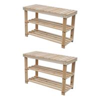 vidaXL Schoenenrekken met bank 2 st massief hout