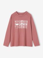 Sportief Together meisjes-T-shirt met lange raglanmouwen en een glanzend patroon oudroze - thumbnail