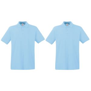 2-Pack maat XL lichtblauw poloshirt premium van katoen voor heren