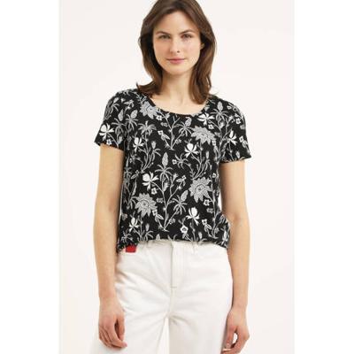 Scotch & Soda gebloemd T-shirt van biologisch katoen zwart/wit