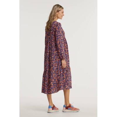 PIECES Maternity zwangerschapsjurk PCMLUBBIE met all over print en plooien donkerblauw/oranje/roze PIECES Maternity zwangerschapsjurk PCMLUBBIE met all over print en plooien donkerblauw/oranje/roze