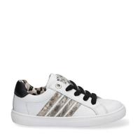 Braqeez Lesley Louwies leren sneakers met panterprint wit