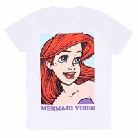 T-Shirt met Korte Mouwen The Little Mermaid Mermaid Vibes Wit Uniseks