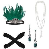 Jaren 1920 Gatsby Outfits Jaren '20 flapper hoofdband The Great Gatsby Dames Zonder Kraag Halloween Feest Maskerade Festival Handschoenen Lightinthebox