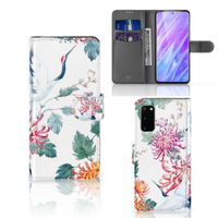 Samsung Galaxy S20 Telefoonhoesje met Pasjes Bird Flowers - thumbnail