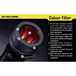 NiteCore NITNFG40 Kleurfilter MH25, EA4, P25, P16, P15, SRT7, CR6, CG6, CB6, CI6, CU6 en zaklampen met een Ø 39 - 42 mm Groen