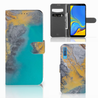Samsung Galaxy A7 (2018) Bookcase Marble Blue Gold