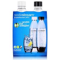 SodaStream DuoPack Fuse, vervangende fles, bruiswatertoestel, met klikmechanisme, 2 x 1 l PET-fles, zwart en wit