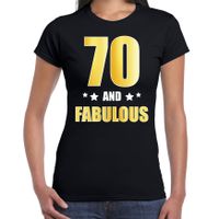 70 and fabulous verjaardag cadeau t-shirt / shirt goud 70 jaar zwart voor dames - thumbnail