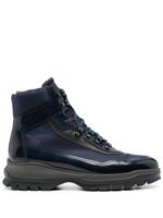 Santoni panelled lace-up boots - Bleu