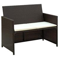 vidaXL Tweezitsbank Poly Rattan Bruin Tuin Tuinbank Tuinmeubel Tuinbankje