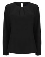 Henbury W598 Ladies Pleat Front Long Sleeved Blouse