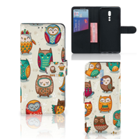 OPPO Reno Z Telefoonhoesje met Pasjes Vrolijke Uilen
