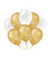 Ballon goud wit 50 jaar 8 stuks