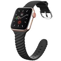 By Qubix - Siliconen 'Twist' bandje - Zwart - Compatible met Apple Watch 44mm / 45mm / 46mm / 49mm - Compatible Apple watch bandjes