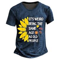 Bloemig Grappig jargon Retro vintage Casual Street Style Voor heren 3D-afdrukken T-shirt Straat Buitensporten Casual T-shirt Marineblauw Donkergrijs Korte mouw Strakke ronde hals Overhemd Lente zomer Lightinthebox