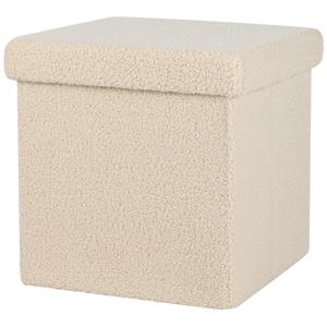 Poef Teddy BOX - hocker - opbergbox - beige - polyester/mdf - 38 x 38 cm - opvouwbaar