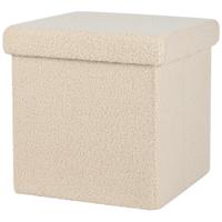 Poef Teddy BOX - hocker - opbergbox - beige - polyester/mdf - 38 x 38 cm - opvouwbaar