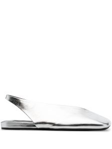 Jil Sander square-toe metallic ballerina shoes - Argent