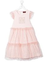 Aigner Kids robe en tulle à logo - Rose