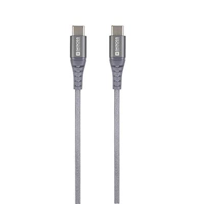Skross USB-cable USB 2.0 USB-C® Stecker, USB-C® jack 1.20m Space grey Rund, Flexibel, Stoff-Umm