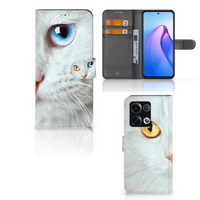 OPPO Reno8 Pro Telefoonhoesje met Pasjes Witte Kat