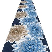 Tapijtloper voor de gang Runner tapijten Gangtapijt loper voor de hal Blue Flowers Design Vlekbestendig Antislip Boerderij Tapijt Mat, Aanpasbaar (Color : Multi-colored, Size : 0.6x3.5m)
