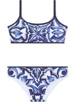 Dolce & Gabbana Kids bikini à imprimé Majolica - Bleu