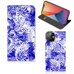 Mobiel BookCase iPhone 12 | iPhone 12 Pro Angel Skull Blauw