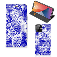 Mobiel BookCase iPhone 12 | iPhone 12 Pro Angel Skull Blauw - thumbnail