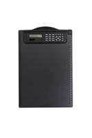 MAUL Klembord met rekenmachine, DIN A4-klembord, geïntegreerde zonne-rekenmachine met 8-cijferig display, multifunctioneel klembord incl. rekenmachine, voor kantoor en werkplek, zwart