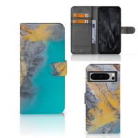 Google Pixel 8 Pro Bookcase Marble Blue Gold